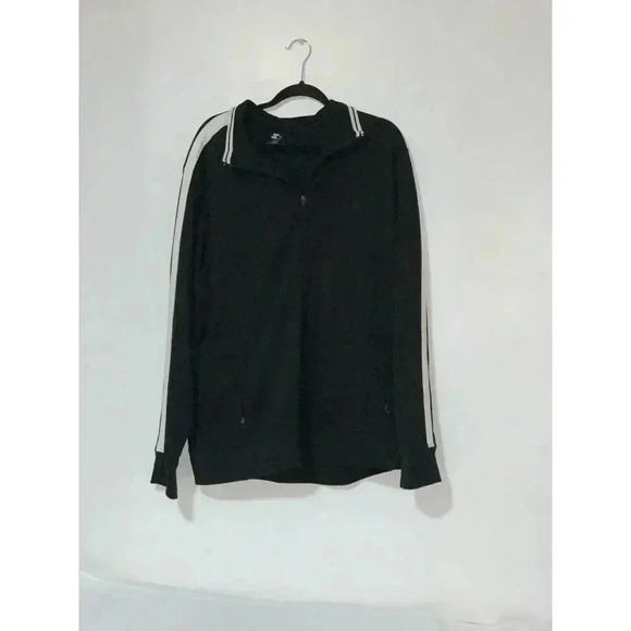 Men's Starter Track  Sweater  Black White Athletic Size 2XG Full Zip - Picture 1 of 11